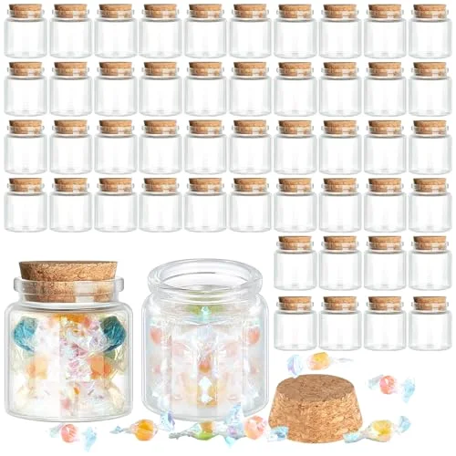 24 Pcs Small Glass Jars with Cork Lids, Mini Bottles,50ml/1.7oz