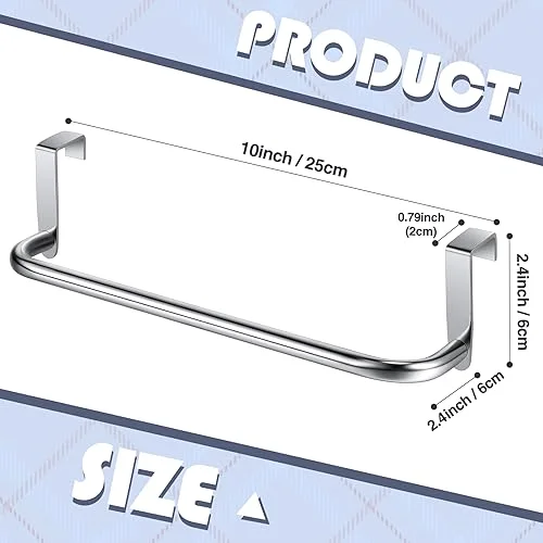 Over Cabinet Door Towel Bar, Metal Kitchen Rack,Silver view 2