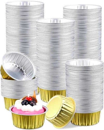 300 Pcs Aluminum Foil Cups 4.2 oz Mini Creme Brulee Ramekins, Round