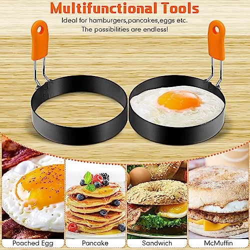 6 Pcs Egg Rings for Griddle Nonstick Pancake Molds,4, 6 Inch view 4