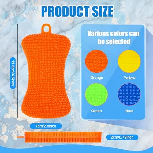 10 Pieces Silicone Dish Sponge Silicone Scrubber Reusable Kitchen Scrubbing Cleaning Sponge Soft Dish Scrubber for Fruit Vegetable view 2