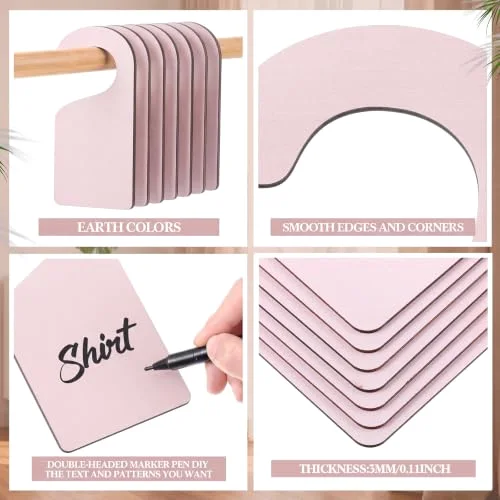 14 Pcs Blank Wooden Clothing Rack Divider with Marker Pen Closet Blank Organizers Hanger Separators Hanging Closet Divider for Home Nursery Clothes view 3