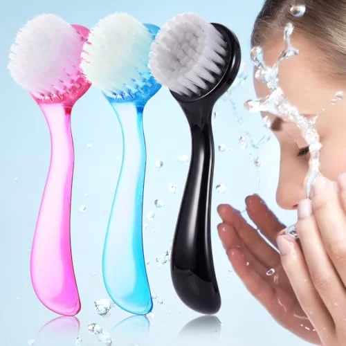 3 Pieces Facial Cleansing Brush Face Scrub,Pink, Black, Blue