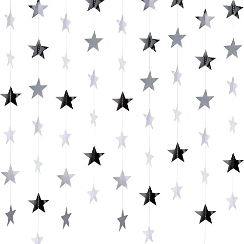 Glitter Star Garland Banner 2026 Party Decor 130 Feet Star Hanging Streamers Twinkle Backdrop for Classroom Birthday Graduation Wedding Supplies