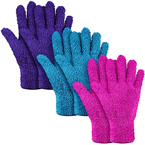 3 Pairs Microfiber Dusting Gloves for Plants Leaf, Medium