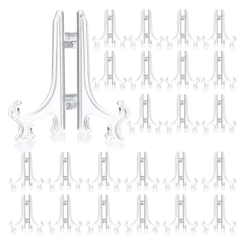 48 Pcs Mini Easel Stands 4 Inch Plastic Plate Stand Holder Display Picture Easel for Display Picture Frame Collectibles Desktop Weddings Party Home Decoration