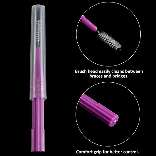 100 Interdental Brush Set, Light Blue, Yellow, Gray, Purple, Green view 4