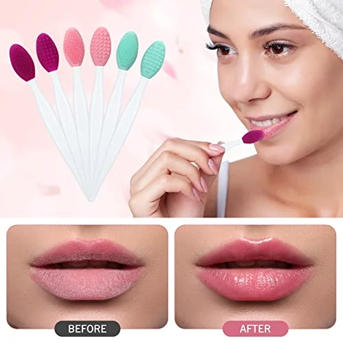 24 Pcs Silicone Lip Scrub Brush with Container,Pink, Green, Purple view 2