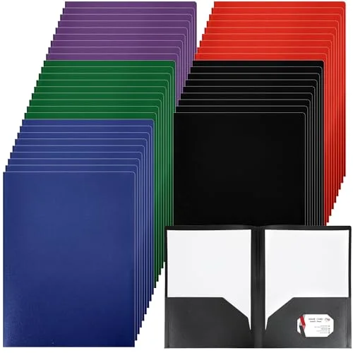 50 Pcs Plastic Folders with 2 Pockets Letter Size Folder,Multi Colors