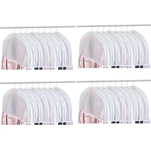 32 Pcs 2" Gusseted Shoulder Covers for Hanging Clothes 24" x 12" Plastic Garment Dust Covers Protectors for Closet Storage Suit, Coats, Jackets, Dress Closet Storage