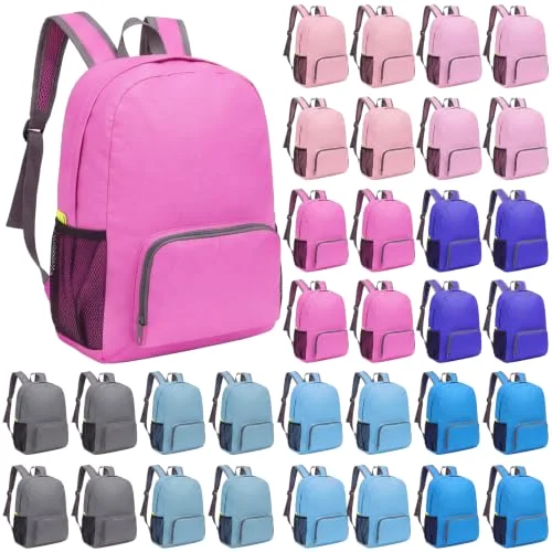 48 Pcs 17" Backpacks in Bulk for School Kids Wholesale Bookbags Lightweight Back Pack for Girls Boys Outdoor Travel