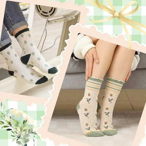 9 Pairs Cute Floral Socks Women Bow Ankle Crew Socks with Ruffle Tulip Flower Cottagecore Frilly Cotton Knitted Gifts view 2
