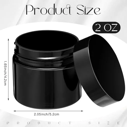 4 Pcs Plastic Jars Wide Mouth with Lids,2 Ounce,Pure Black view 2