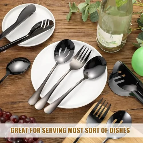15 Pieces Black Serving Utensil Set, Stainless Steel Buffet view 3