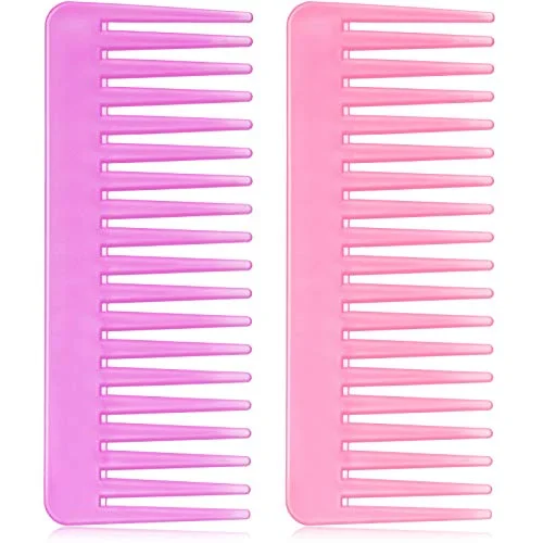 Wide Tooth Comb for Curly Wet Hair, Detangling,Pink, Rose Red