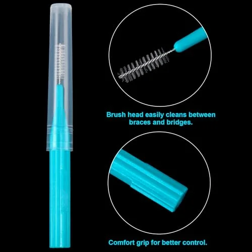 100 Interdental Brush Set, Light Blue,Pink view 4