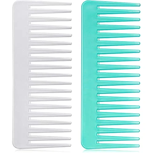 Wide Tooth Comb No Handle,White, Cyan
