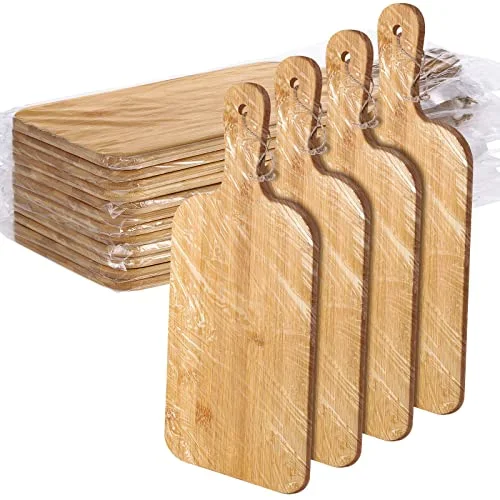 12 Packs Wooden Cutting Board Set with Handles 15 x 7 Inch Large Kitchen Serving Plain Chopping Board Bulk Gifts for Mom for Vegetables Meat Pizza Cheese Fruit Bread