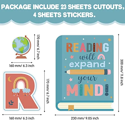 23 Pcs Reading Bulletin Board Decorations Classroom Reading Posters Teacher Educational Wall Decor for Back to School Preschool Elementary Hallways Library Decor Supplies view 2