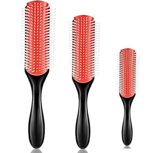 3 Sizes Nylon Cushion Hair Brush 9-Row 5-Row, Red Black