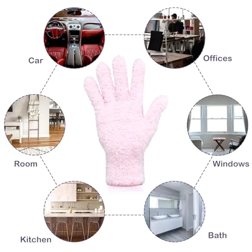 2 Pairs Microfiber Gloves for plants Dusting Cleaning Glove Mittens House Cars Blinds Dusting view 4
