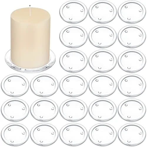 36 Pieces Clear Glass Pillar Candle Holder Plates 4 Inch Round Glass Candle Plate Small Flat Tray for Dining Table Centerpiece Wedding Spa Home Party Decoration