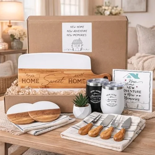 13 Pcs Housewarming Gifts New Home - Housewarming Gift Set for Couple, Warming New Home Basket Idea Gift for Women Men Real Estate Agency Closing
