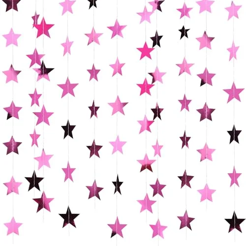78 Feet Glitter Star Garland Banner 2026 Party Decoration Double Side Star Hanging String Streamer Paper Twinkle for Graduation Wedding Birthday