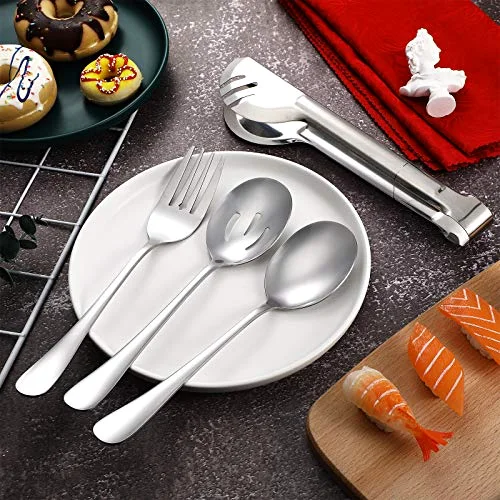 15 Pieces Silver Serving Utensil Set, Stainless Steel Buffet view 2