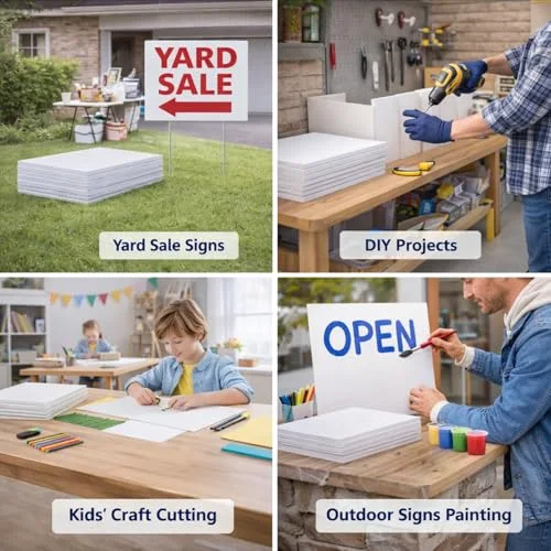 4 Pcs 24 x 36 Inches Corrugated Plastic Sheet Corrugated Poster Board 4mm Thick Waterproof Blank Board Sheets Plastic Yard Sign for Garage and Estate Sale, Indoor and Outdoor Use view 4