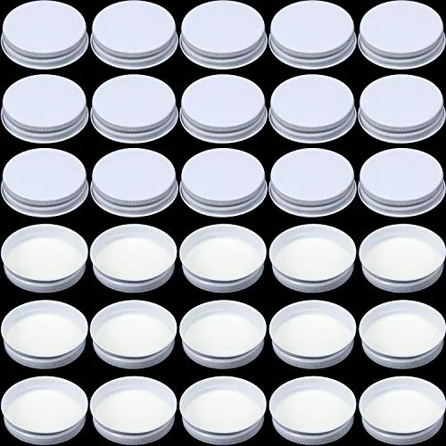 36 Pcs 38 mm White Growler Caps Lids, Tinplate Metal Screw Caps with White Filling Glue Fits for Most 1/2 and 1 Gallon Jugs