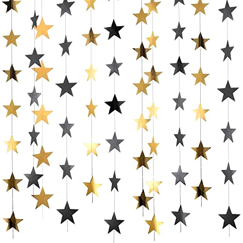 Glitter Star Garland Banner 2026 Party Decoration Double Side Star Hanging String Streamer Paper Twinkle for Graduation Wedding Birthday