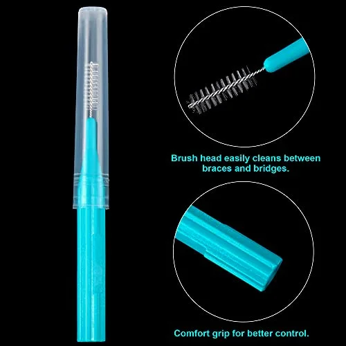 100 Interdental Brush Set, Light Blue, Pink, Yellow, Light Green view 4