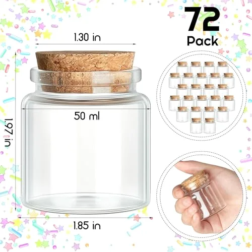 24 Pcs Small Glass Jars with Cork Lids, Mini Bottles,50ml/1.7oz view 3