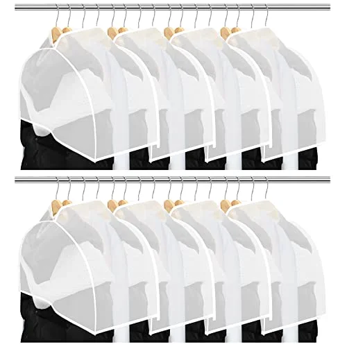 8 Pcs 10" Gusseted Shoulder Covers for Hanging Clothes 24" x 12" Plastic Garment Dust Covers Protectors for Closet Storage Suit, Coats, Jackets, Dress Closet Storage