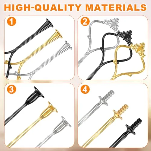 12 Sets 3 Tiered Tray Hardware Kit,Simple,Black, Silver, Gold view 3