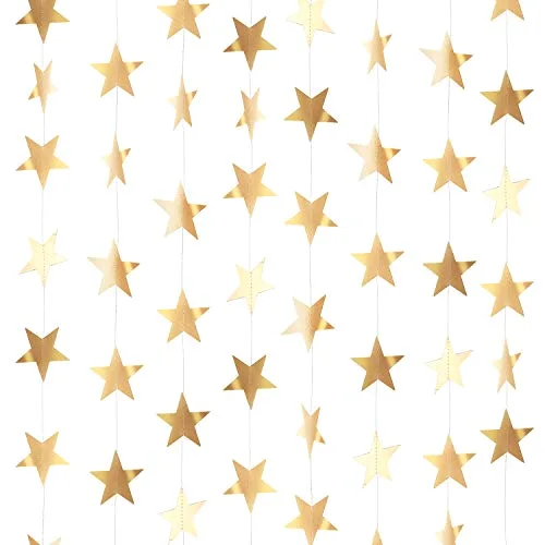 130 ft Star Garland Banner Decor,Champagne Gold