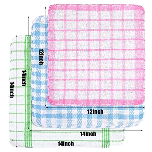 12 Kitchen Dish Rags,Bright Color,13.8'' X 13.8'', 11.8 X 11.8'' view 2
