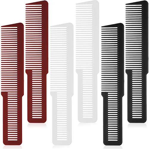 6 Flat Top Styling Comb,Black, White and Red