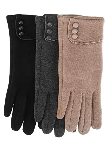 3 Pairs Womens Gloves Winter Touchscreen Texting Phone Windproof Gloves Warm Fleece Lined Cold Weather view 2