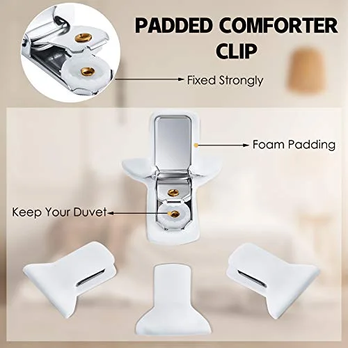 12 Pcs Padded Comforter Clips White Duvet Clips Padded Blanket Fasteners view 3