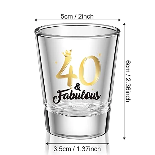 2 Pieces 40 and Fabulous Shot Glass 2 oz Black gold 40th Birthday Wine Glasses for Women and Men Celebrate 40th Birthday Decoration view 2