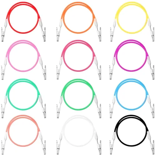 12 Pcs Silicone Dental Bib Clips Colorful Napkin Clips Bib Holder Dentist Napkin Chain Neck Chain with Lanyard for Elderly Adult Patient Towels Restaurant Cloth Travel