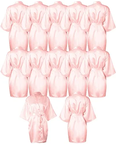 12 Pcs Bridesmaids Robes for Women Silk Satin Kimono Short Robe Bulk Bridal Party Wedding Sleepwear