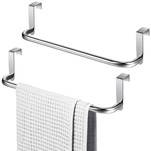 Over Cabinet Door Towel Bar, Metal Kitchen Rack,Silver