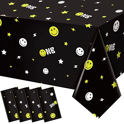4 Pieces One Happy Dude 1st Birthday Tablecloth 54 x 108 Inch