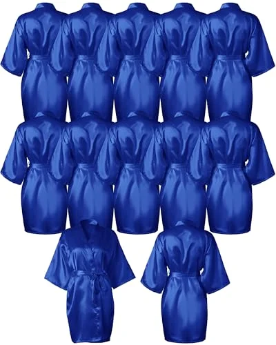 12 Pcs Bridesmaids Robes for Women Silk Satin Kimono Short Robe Bulk Bridal Party Wedding Sleepwear