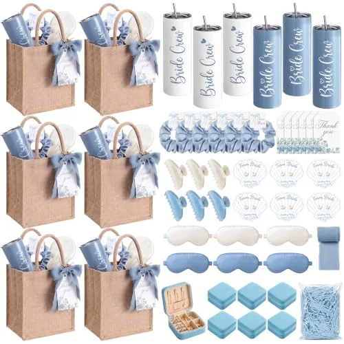 56 Pcs 6 Set Bridesmaid Proposal Gift with 20oz Tumbler Burlap Bag