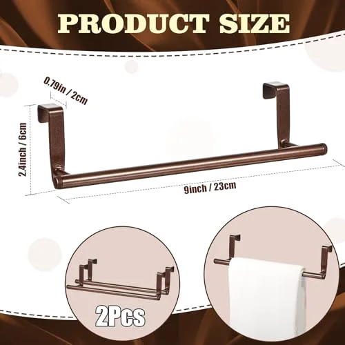 2 Pack Over Cabinet Towel Holder, Stainless Steel Towel Rack for Cabinet, 9 Inch for Home Kitchen Bathroom Doors view 2