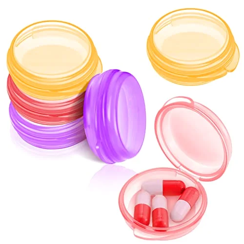 6 Packs Small Pill Box Organizer Pill Case, Purple, Orange, Red